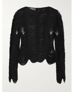 Tom Ford Fringed Open-Knit Top - Black