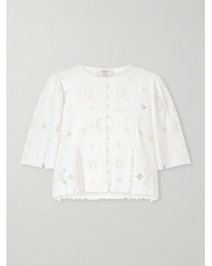 Sea Gardener Broderie Anglaise Cotton And Linen-Blend Blouse - White