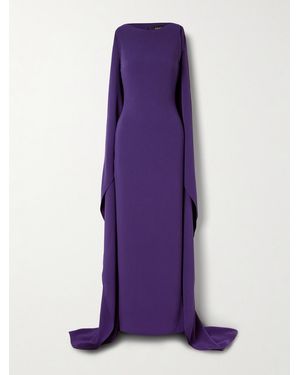 Solace London Kaila Cape-Effect Crepe Gown - Purple