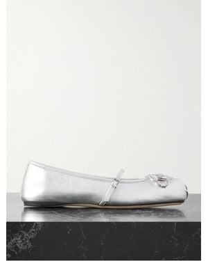 Gucci Horsebit Ballerina Metallic-Leather Flats