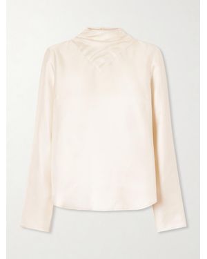 Loulou de Saison Gala Scarf-Detail Silk-Twill Blouse - Natural