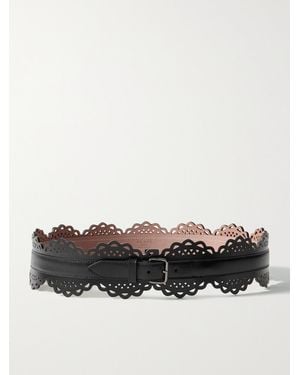 Alaïa Laser-Cut Leather Belt - Black