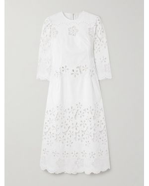 Dolce & Gabbana Scalloped Broderie Anglaise Cotton-Poplin Midi Dress - White