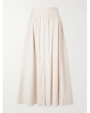 Theory Striped Cotton-Blend Maxi Skirt - Natural