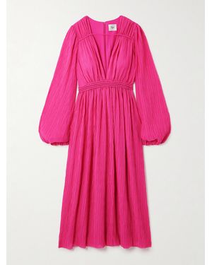 Aje. Genevieve Recycled Plissé-Chiffon Midi Dress - Pink