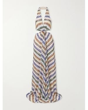 Missoni Striped Metallic Crochet Maxi Dress - White
