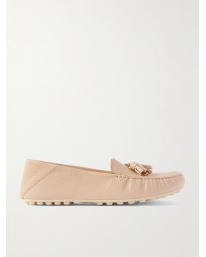 Loro Piana Loafers Aus Strukturiertem Leder Mit Troddeln Und Einklappbarer Fersenpartie - Natur