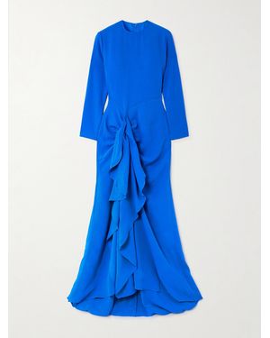 Solace London Nia Ruffled Crepe Gown - Blue