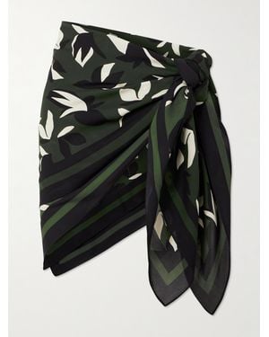 Matteau Printed Silk-Georgette Pareo - Black