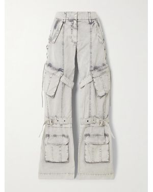Acne Studios Buckled Tie-Detailed Cotton-Twill Wide-Leg Pants - White