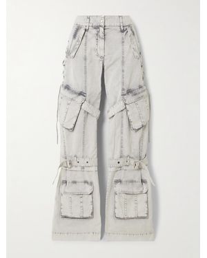 Acne Studios Buckled Tie-Detailed Cotton-Twill Wide-Leg Pants - White