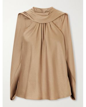 Jonathan Simkhai Scarlett Gathered Satin Cape Top - Natural