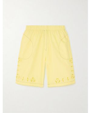 Vita Kin La Vie En Rose Broderie Anglaise Cotton-Poplin Shorts - Yellow