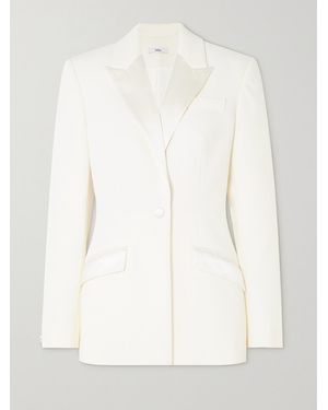 Safiyaa Arlene Satin-Trimmed Stretch-Crepe Blazer - White