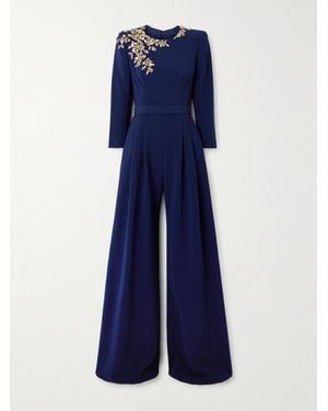 Jenny Packham Embellished Crepe Jumpsuit - Blue