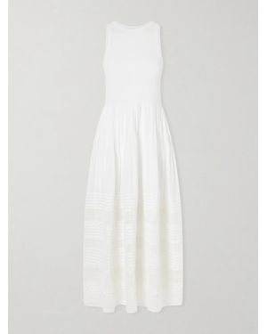 Polo Ralph Lauren Crochet-Trimmed Ribbed Cotton-Blend Maxi Dress - White