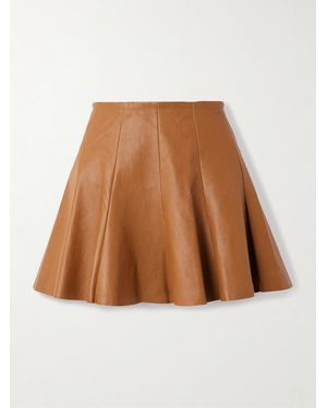 Stouls Mila Paneled Leather Mini Skirt - Brown
