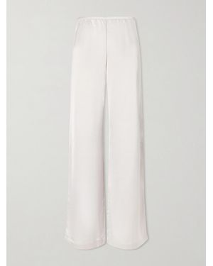 Leset Barb Satin Wide-Leg Trousers - White