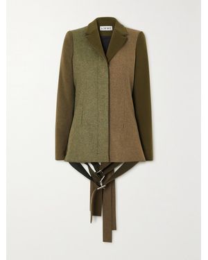 Loewe Buckle-Embellished Color-Block Wool-Blend Felt Blazer - Green