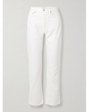 Agolde 90's Pinch Waist Crop High-Rise Straight-Leg Jeans - White