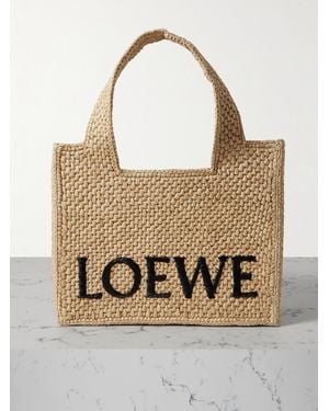 Loewe Paula's Ibiza Tote Aus Raffiabast Mit Stickerei - Natur