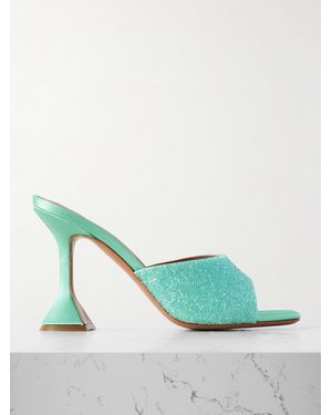 AMINA MUADDI Lupita Crystal-Embellished Satin Mules - Green
