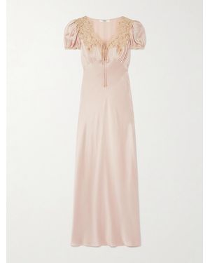 Chloé Lace-Trimmed Silk-Satin Gown - Pink