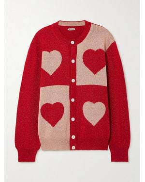 Bode Two-Tone Lamé Cardigan - Red