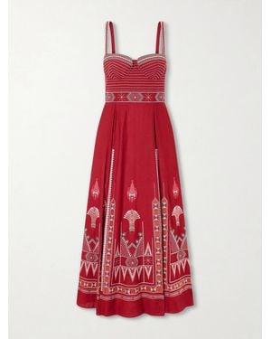 Emporio Sirenuse Elida Embroidered Linen And Cotton-Blend Maxi Dress