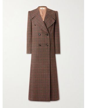 Chloé Double-Breasted Checked Wool Coat - Brown