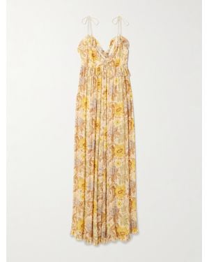 Zimmermann Combi-Pantalon En Gaze À Fil Coupé Métallisé, Imprimé Fleuri Et Volants Daylight