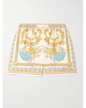 Versace Printed Silk-Twill Shorts - Metallic