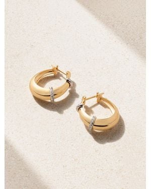 L'Atelier Nawbar Buoy 18-Karat And Rhodium-Plated Diamond Hoop Earrings - Natural