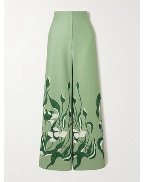 ANDRES OTALORA Luz De Si Floral-Print Stretch-Scuba Wide-Leg Trousers - Green
