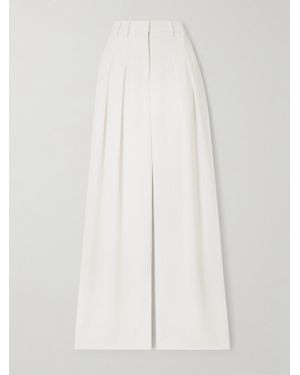 Monot Pleated Satin-Crepe Wide-Leg Trousers - White