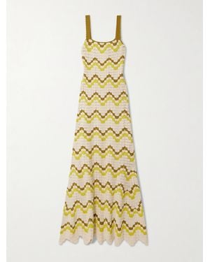 Escvdo Marea Scalloped Crocheted Cotton Maxi Dress - Metallic