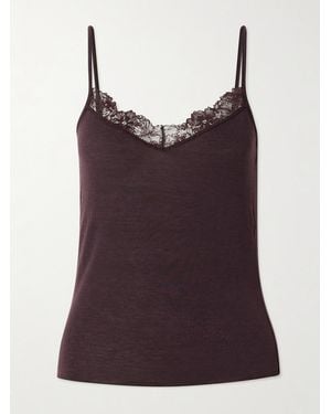 Skims Sheer Modal-Blend Lace Cami - Purple