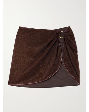 Oséree Lumière Embellished Metallic Stretch-Knit Pareo - Brown
