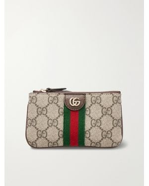 Gucci Ophidia Textured Leather-Trimmed Printed Coated-Canvas Wallet - Grey