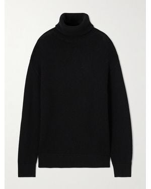 TOTEME Oversized Ribbed Organic Cotton And Cashmere-Blend Turtleneck Jumper - Black