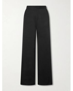 Dima Ayad Wide-Leg Satin Trousers - Black