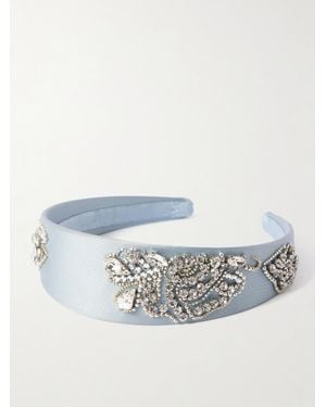 Erdem Crystal-Embellished Satin Headband - Blue