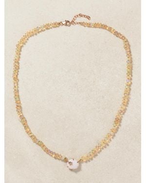 Andrea Fohrman Mini Galaxy Kette Mit Opalen, Diamant Und Details Aus 14 Karat Roségold - Weiß