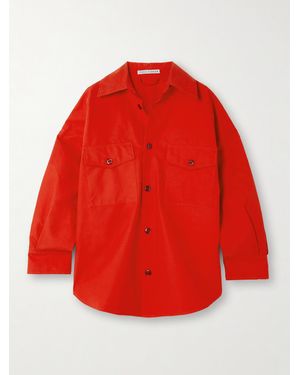Tolu Coker Rile Oversized Coated-Cotton Shirt - Red