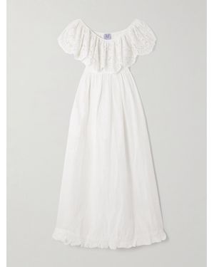 Thierry Colson Milos Ruffled Broderie Anglaise Linen And Cotton-Blend Maxi Dress - White