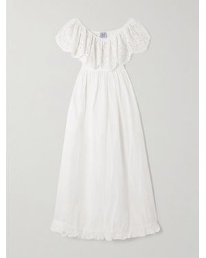Thierry Colson Milos Ruffled Broderie Anglaise Linen And Cotton-Blend Maxi Dress - White