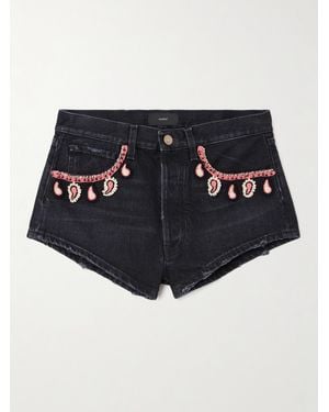 Alanui Inner Energy Jeansshorts Mit Häkelbesätzen - Blau