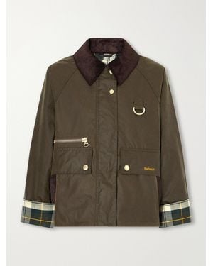 Barbour Cottingham Corduroy-Trimmed Waxed-Cotton Jacket - Brown