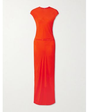 SIR. Fresca Belted Silk Crepe De Chine Maxi Dress - Red