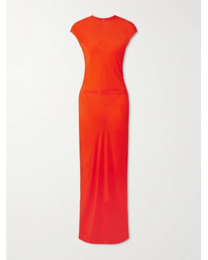 SIR. Fresca Belted Silk Crepe De Chine Maxi Dress - Red